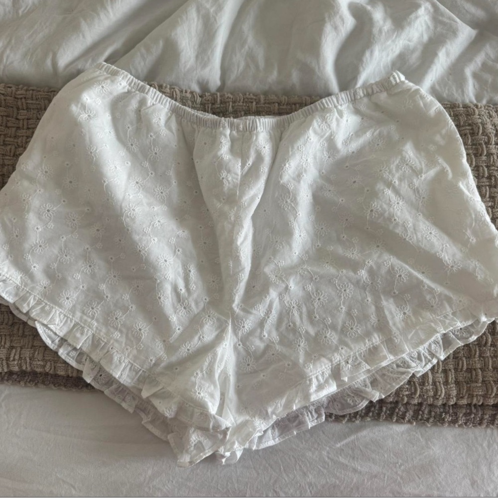 White Ruffle Shorts
